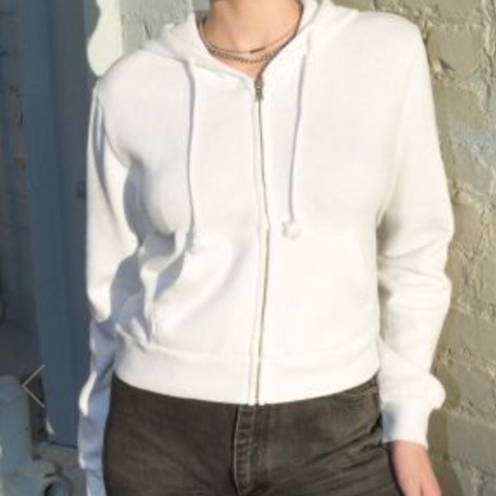 Brandy Melville White Zip-Up Hoodie